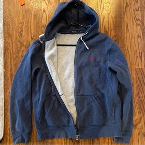 Mens Polo Ralph Lauren full zip hoodie sweatshirt (denim blue color)